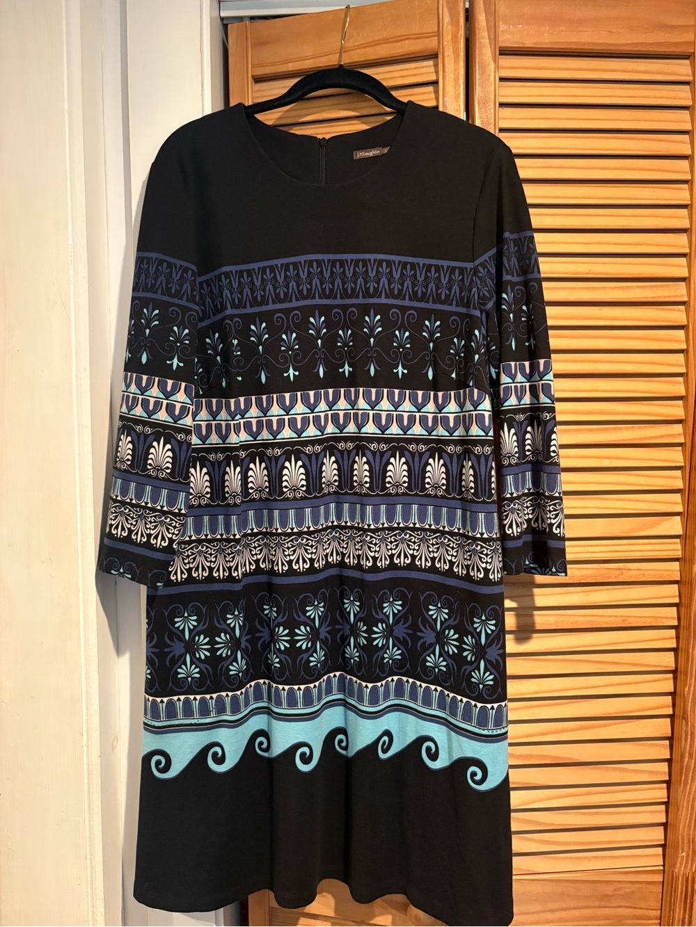 J.McLaughlin Kinsley Catalina Cloth Shift Dress Fair Isle Geometric Wave Large